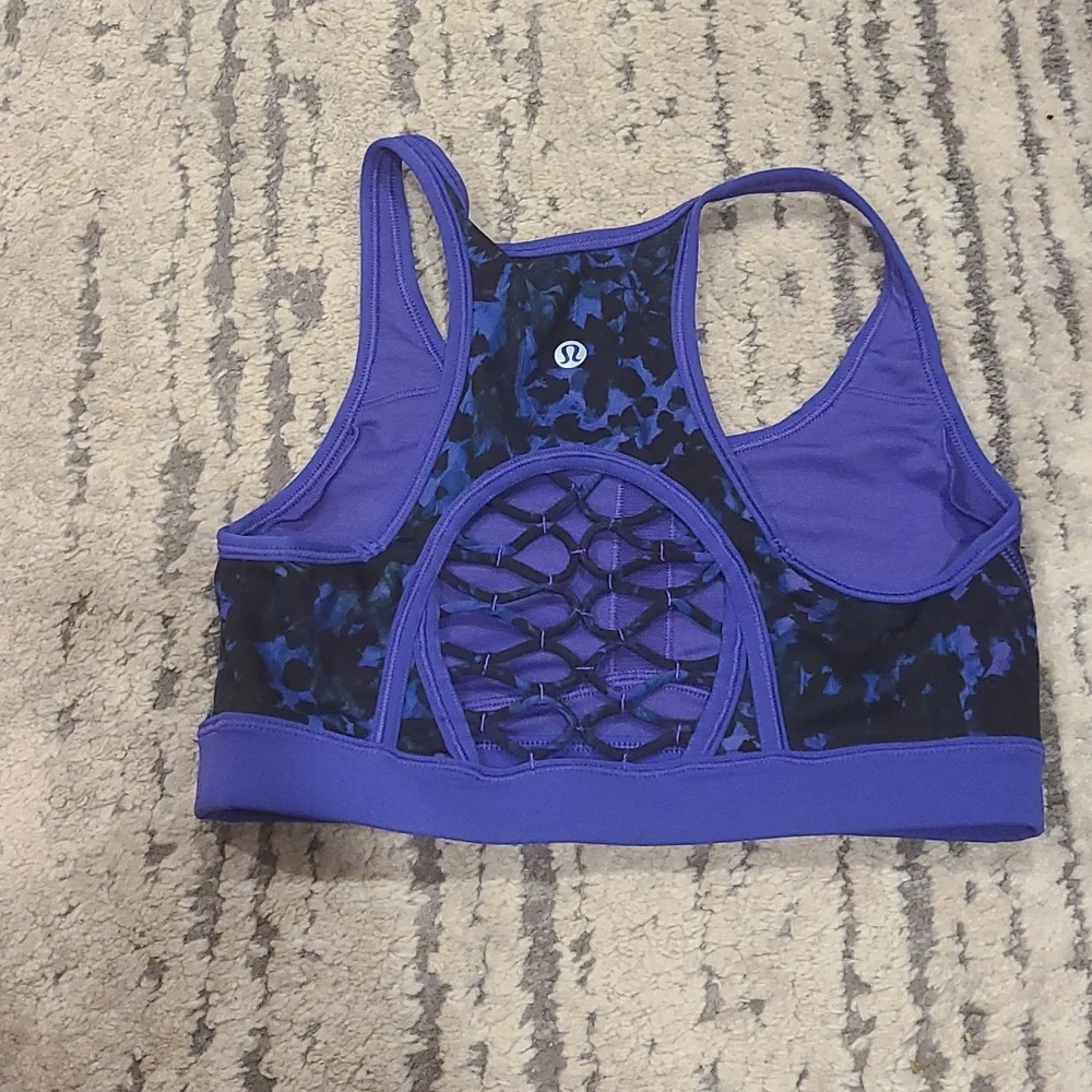 Lululemon Sweaty Or Not Bra Floral Sport Backdrop Iris Flower Multi / Iris Flow - Picture 7 of 10